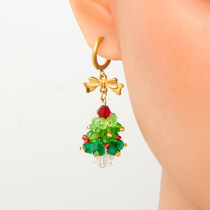 Pendientes colgantes con cuentas navideñas, diseño de árbol, muñeco de nieve y lazo, joyería para fiestas EH11069 - Product Image 4