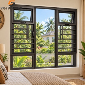 Ventana Moderna de Aluminio Negro con Vidrio y Barra de Seguridad para Dormitorio GS - Product Image 2