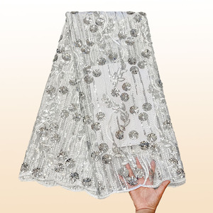 2025 precio al por mayor cordón guipur encaje lentejuelas tela francesa bordado para vestidos de novia mujeres textiles para el hogar bordado - Product Image 4