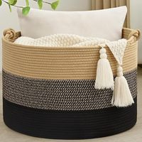 Panier de rangement rectangulaire tressé 86L avec poignées, en corde de coton écologique, design moderne – Utilisation polyvalente pour le rangement des jouets de bébé et de la chambre d'enfant
