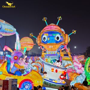 Chinese Silk Lantern Large Festival Lantern Show Waterproof LED Lights Diwali Thanksgiving Customized Designs - Product Image 5