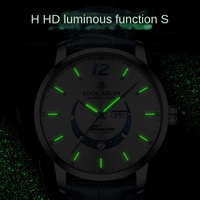 Montre pour homme Louie Juelen, design phase de lune, bracelet en cuir, boîtier en alliage, style simple, multifonctionnelle, étanche, verre