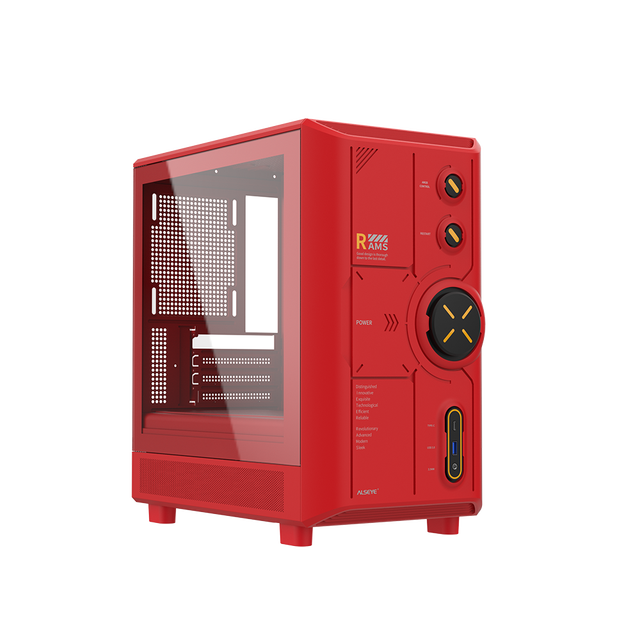 ALSEYE New Design Computer Case RAMS 2.0(Red) M-ATX Red Color PC Case with Fan Speed