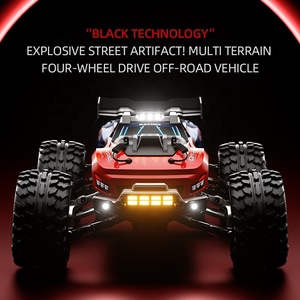 Camion RC 4x4WD à grande échelle 1/10, 2,4 GHz, RTR, grandes roues, vitesse élevée 38 km/h, télécommande, tout-terrain, avec lumières - Product Image 5