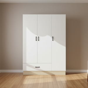 Armoire moderne avec tringle de suspension, 2 portes battantes, pour chambre à coucher, meuble autoportant en bois, style minimaliste, portes en MDF - Product Image 2