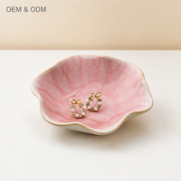 Plat en porcelaine de style japonais en forme de feuille de lotus 11-11,9 cm, plateau à bijoux moderne et minimaliste, plateau de rangement pour la maison, ornements, cadeaux