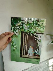 Insegna Vintage in Metallo Imitazione Ferro con Bambina che Odora le Rose, Decorazione da Parete per Casa e Giardino - Product Image 2