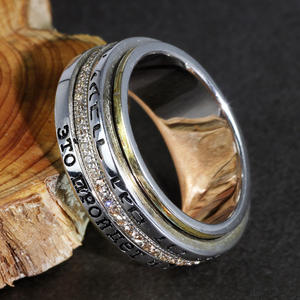 Plata esterlina 925 rotación anillo de dedo para hombre ruso aforismo grabado estilo Punk te preocupes ansiedad anillos de diseño moderno - Product Image 6