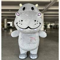 Costume de mascotte gonflable de chien d'hippopotame d'animal sauvage réaliste