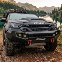 Pare-chocs avant tout-terrain spécifique au véhicule pour Isuzu DMAX 2021, en acier carbone noir, avec insert en maille et crochets de remorquage