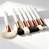 Ensemble de 7 pinceaux de maquillage avec pinceau à poudre et pinceau éventail, outils cosmétiques professionnels, directement de l'usine