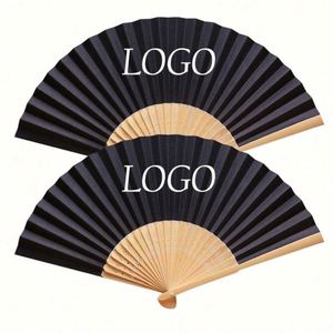 Abanico de Mano Personalizado con Logotipo para Boda, 33 cm, Plegable, de Bambú con Decoración Pintada y Tallada, Bolsa de Regalo de Organza para Boda, Artículo DIY - Product Image 2