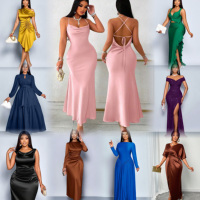 Nouvelle Robe Formelle Sirène Professionnelle pour Femme 2026 – Satin Respirant, Taille Cintrée, Logo Personnalisé, Plissée, Grandes Tailles
