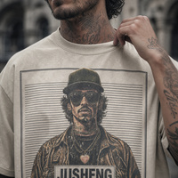 T-shirts et tee-shirts en coton tricoté respirant à imprimé graphique, effet délavé, col rond, streetwear pour hommes