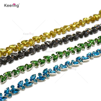 WRC-427 Hiasan Kristal Rhinestone Berkilau Rantai Bunga Kristal Aplikasi Jahit pada Kristal Mata Kuda untuk Dekorasi Gaun Prom.