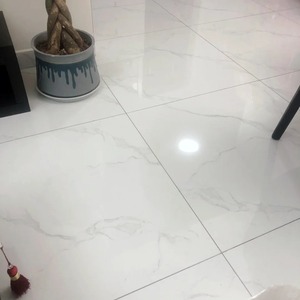 Carrelage en porcelaine poli haute brillance 60x60cm aspect marbre blanc pour sol de salon - Product Image 3
