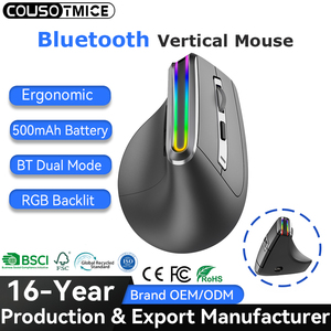 <span class=keywords><strong>Souris</strong></span> Verticale Ergonomique <span class=keywords><strong>Sans</strong></span> <span class=keywords><strong>Fil</strong></span> Bluetooth Double Mode Rétroéclairée RVB 8D Rechargeable pour PC Tablette - Product Image 1