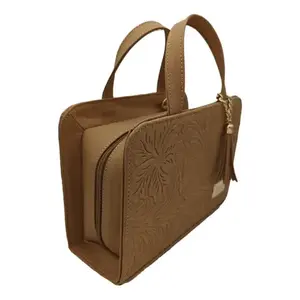 Bolso de Mano Tipo Satchel de Cuero PU con Estampado Floral para Mujer, Color Camel, Gran Capacidad, Uso Diario, Estilo Elegante, Marca Fana Patricia - Product Image 3