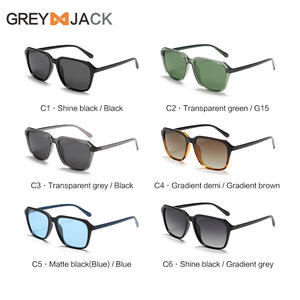 Lunettes de soleil unisexes Grey Jack, monture TR90, verres TAC, protection UV400, style carré noir K009 - Product Image 5