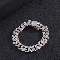 Collier Chaîne Cubaine Hip Hop 13 mm Bling Strass Violets Entièrement Glaçé Diamant avec Collier Ras-de-Cou Bijou