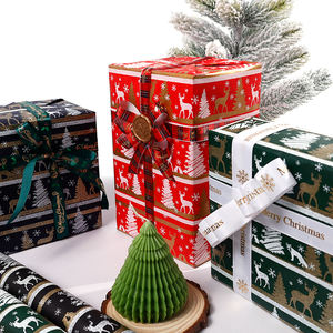 <b>Christmas</b> Kraft <b>Wrapping</b> <b>Paper</b> Roll 43*300cm 80gsm Custom Printed <b>Luxury</b> Gift Tissue for Wholesale - Product Image 3