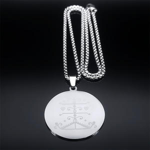 Ogou Feray <span class=keywords><strong>Voodoo</strong></span> Veve simbol Sigil liontin kalung baja nirkarat Vodou Lwa Loa jimat gaib kalung perhiasan (NL564) - Product Image 2