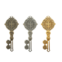 Llave de San Benito de Plata Antigua, Accesorio para Ataúd, Decoración Religiosa para Ataúd, Herrajes Funerarios de Aleación de Zinc, Adornos Católicos TX