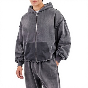 Sweat-shirt à capuche zippé oversize pour homme, couleur unie, en polaire écologique, avec poche, manches longues, pour l'hiver, anti-boulochage, style streetwear - Product Image 5