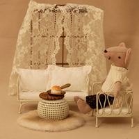 Ensemble de scène de maison de poupée miniature avec poupée de souris faite à la main, décor mignon pour l'affichage