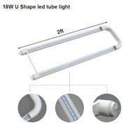 Tube LED à courbure en U haute luminosité 18W 60cm Culot G13 50000 heures Aluminium Blanc 6500K AC 100-277V Certifié CE IRC 80