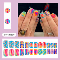 Ongles press-on de haute qualité en gros, faux ongles néon multicolores, imprimés floraux et abstraits peints à la main, faux ongles courts carrés