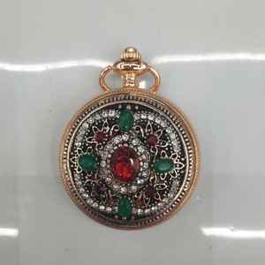 <span class=keywords><strong>Montre</strong></span> de poche à diamant rouge vintage universelle pour hommes et femmes à clapet <span class=keywords><strong>Montre</strong></span> de poche à quartz - Product Image 3