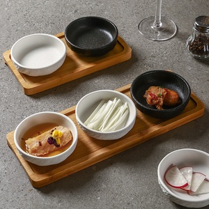 Juego de Platos Redondos de Cerámica para Salsas, Color Blanco y Negro con Textura de <span class=keywords><strong>Roca</strong></span>, <span class=keywords><strong>Plato</strong></span> de Servicio para Restaurantes para Servir Salsas de Aperitivos - Product Image 1