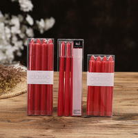 Bougie conique, lot de 4, style européen, sans parfum, sans gouttelettes, blanc ivoire, rouge, 20 cm, 25 cm de hauteur, bougie en bâton pour centre de table de mariage