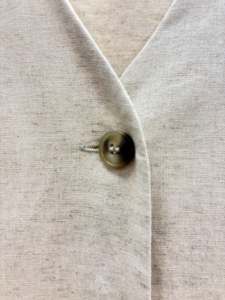 Sostenibile Eco Friendly lino-misto tinta unita scollo a V senza maniche abbottonatura posteriore abito per <span class=keywords><strong>donna</strong></span> abbigliamento da lavoro abbigliamento <span class=keywords><strong>Online</strong></span> all'ingrosso - Product Image 3