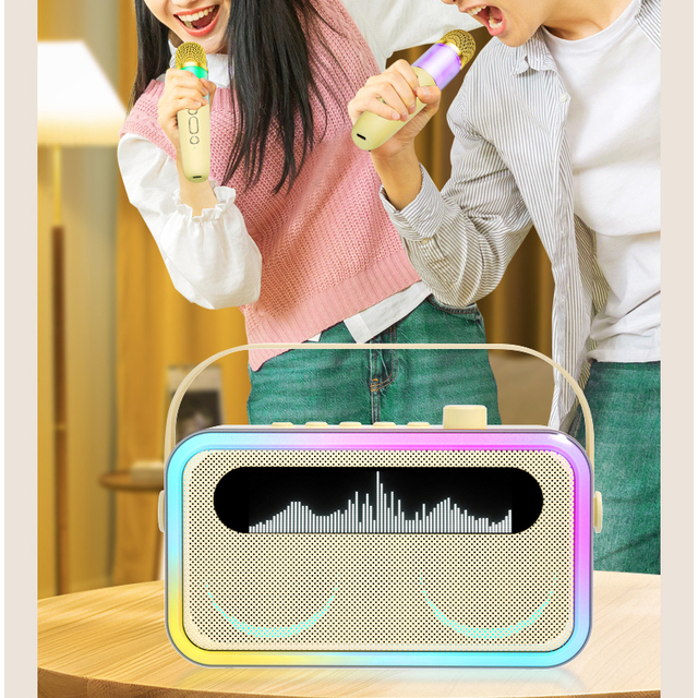 Portable HIFI BT Speaker Wireless Microphone RGB Lighting for Home Outdoor Parties Children AI Smart Lyrics Display Karaoke