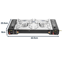 Réchaud à gaz portable à double brûleur pour le camping en plein air, les pique-niques, la randonnée, la plage, style simple, réchaud au butane automatique pliable manuel