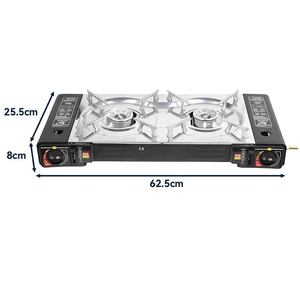Draagbare Dubbele Branders Gasfornuis Outdoor <span class=keywords><strong>Camping</strong></span> Picknick Wandelen Stranduitrusting Eenvoudige Stijl Automatische Butaankachel Opvouwbare Handleiding - Product Image 6