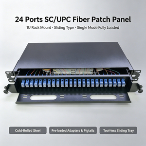 Panel de Conexiones de Fibra Óptica OEM de 24 Puertos FC SC LC, Montaje en Rack 1U, Monomodo, Completamente Equipado, Bandeja Deslizante, Marco de Distribución Óptica - Product Image 3