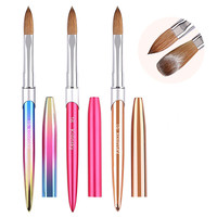 Pinceaux à ongles en acrylique Kolinsky, 9 pièces, taille personnalisée, logo professionnel, outils de nail art en cristal, manucure DIY, salon, vente en gros