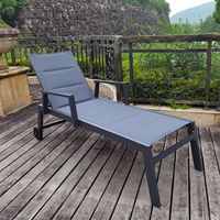 Chaise longue pliable moderne en métal imperméable en aluminium et bois pour piscine, parc, chambre, jardin, hôtels, patios