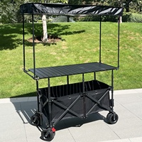 Chariot de camping pliable tout-terrain à quatre roues avec table réglable en hauteur et rangement, idéal pour le shopping, l'extérieur et l'usage commercial (OEM)