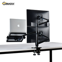 Bras 3 en 1 ergonomiques pour moniteur Lcd et support d'ordinateur, Triple bras Flexible réglable en hauteur