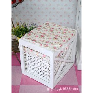 White Rectangular Shoe <b>Stool</b> <b>With</b> <b>Storage</b> Basket Traditional Design For Home Use - Product Image 3