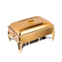 Chauffe-Plat de Luxe en Acier Inoxydable Doré pour Hôtels et Restaurants, Idéal pour Buffets de Mariage et Maintien au Chaud des Aliments
