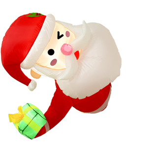 Père Noël et pingouin gonflables avec cadeau en traîneau tiré par 2 lumières de renne décoration de fête pour la cour extérieure de jardin de maison - Product Image 6