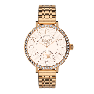 Reloj Inteligente DF HD36 de 1.19 Pulgadas AMOLED con Diseño de Diamantes para Mujer, Monitor de Presión Arterial, Frecuencia Cardíaca, Seguimiento del Sueño con Codificador AI GPT - Product Image 1