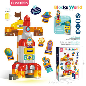 Jouets de bricolage Rocket voix anglaise Interactive avec lumière et musique blocs de construction à grosses particules - Product Image 2