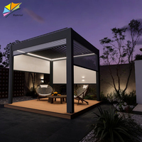 Pergola bioclimatique en aluminium avec toit à lamelles télécommandées, imperméable, pour jardin, pergola extérieure