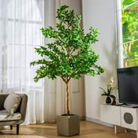 Grand arbre artificiel de Pieris Japonica, tronc en bois veiné avec feuillage luxuriant dans un pot robuste, décoration commerciale de style nordique